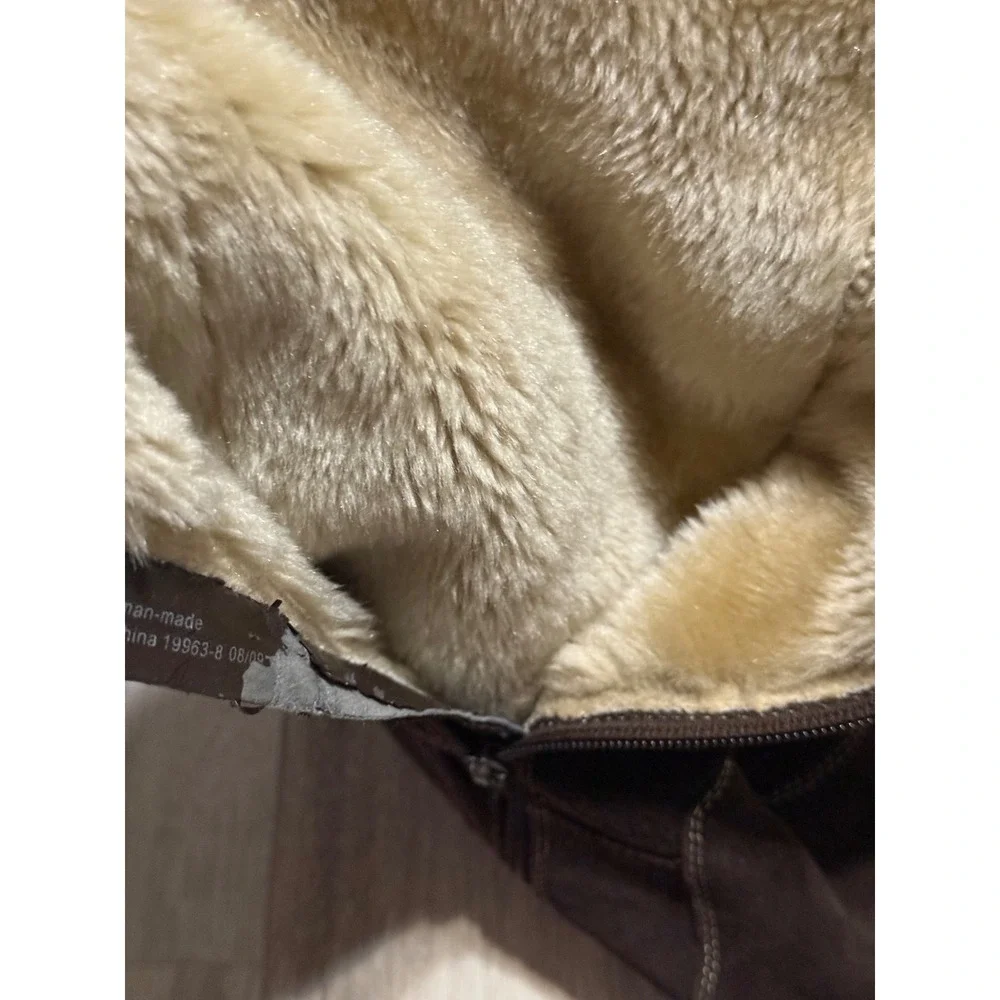 St Johns Bay Womens Brown Suede Faux Fur Lined‎ Winter Boots Size 7.5M 024-8913
